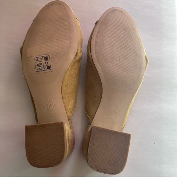Cabi Mules Womens 7M Marigold Tan Block Heel Casual Slip Op Peep Toe Twisted Top - Picture 10 of 11